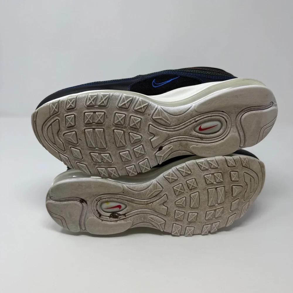 Nike Air Max 97‎ Black Rainbow Multi Color Stitching DJ5999-001 Womens Size 9.5